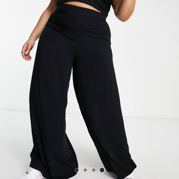 ASOS Curve Elegant Black Wide Leg Pants - Picture 4 of 9